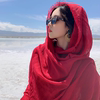 红色披肩三亚海边防晒斗篷，丝巾女2024旅游拍照薄款外搭围巾夏