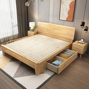 定制北欧全实木床现代简约18米单双人床家用15民宿经济型日式储物