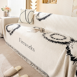现代简约一片式沙发盖布冬款毛绒沙发巾万能全盖沙发套沙发毯