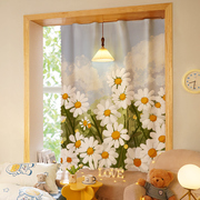 适合卧室小窗户的魔术贴短款窗帘半帘成品次卧简易窗帘遮光免打孔