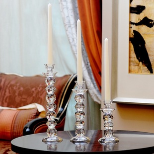 恒诚水晶玻璃蜡烛台样板房，软装浪漫婚庆婚礼餐桌，烛台桌面摆件