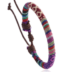 波西米亚民族风编织手链女简约百搭尼泊尔彩色手绳首饰