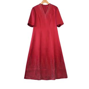 六l宴会上档次女装，高端轻奢喜婆婆品牌，礼服酒红色连衣裙-17886
