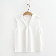 胖MM夏季女士休闲上衣加大码韩版V领无袖白色雪纺衬衫2020