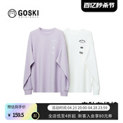 GOSKI 春雪系列印花长袖T恤卫衣亲肤有机棉男女同款