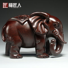 黑檀木雕大象摆件实木质雕刻一对象