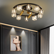 全铜轻奢客厅灯现代简约水晶吸顶灯餐厅带射灯书房间卧室灯具