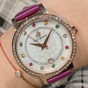 士手表手工镶钻带手表，网红ins风皮带，腕表潮流dacr女时尚日历