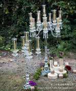 9头欧式水晶烛台 婚礼婚庆多头防风烛台 5头玻璃烛台家居摆件