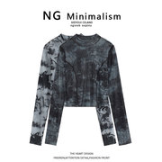 NG Minimalism2022扎染T恤女夏薄款设计感小众宽松显瘦防晒上衣