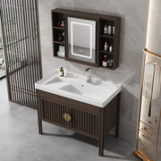 新中式浴室柜组合太空铝，落地洗衣柜阳台，陶瓷洗衣池带搓衣板一体盆