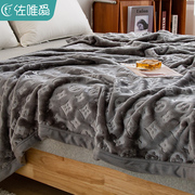 珊瑚绒毛毯铺床毯子床上用加绒被子法兰绒床单，绒毯办公室午睡盖毯