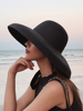 复古法式赫本黑色网红草帽遮阳帽防晒海边沙滩帽子女，夏大沿(夏大沿)太阳帽