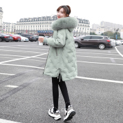 a字型小个子羽绒服女2022年冬中长款白鸭绒(白鸭绒，)韩版修身外套