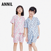 安奈儿童装儿童家居服套装2023夏季男女童短袖纯棉透气洋气睡衣