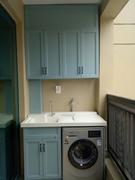 铝合金阳台洗衣柜带搓板石英石一体盆，太空铝落地浴室柜卫浴吊柜
