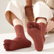 纯棉中筒五指袜女夏季高筒分脚趾，袜纯色可爱糖果色防臭吸汗长筒袜