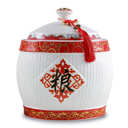 景德镇陶瓷米缸家用带盖10kg20斤装密封桶防潮防虫，米罐储米箱米桶