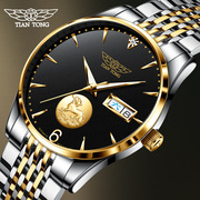 全自动双手表瑞士镶金真钻镂空机械手表，表男商务夜光日历