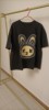毛圈料黑色薄款兔宝宝图案大板，t恤均码，(90—180)斤