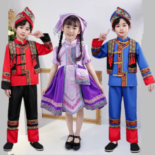 广西壮族儿童舞蹈服装三月三男女童苗族侗族黎族少数民族演出表演