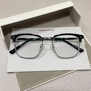 2023男款近视眼镜欧美ins风防蓝光光学平光镜金属半框眼镜框镜架