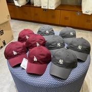 韩国MLB帽子LA字母休闲经典款酒红色软顶鸭舌帽男女棒球CP77