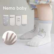 夏季婴儿袜子超薄网眼新生儿棉袜可爱韩版卡通男女儿童中筒袜