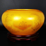 景德镇创意陶瓷摆件简约花瓶，中式客厅装饰品，金黄色花盆瓷器聚宝盆