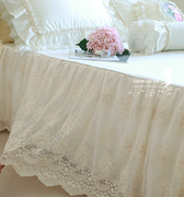 进口欧美韩式绣花纱双裙摆蕾丝单双人(单双人)裙式纯色纯棉全棉床裙床罩