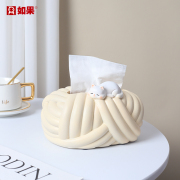 奶油风纸巾盒可爱小猫创意家居装饰品摆件客厅茶几餐桌收纳抽纸盒