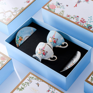 轻奢欧式骨瓷咖啡杯碟高档精致家用下午茶具，套装陶瓷杯子送礼盒装