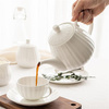 家用白色创意骨瓷泡咖啡壶大号陶瓷茶壶单壶花茶壶沏茶壶带过滤