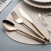 onlycook 欧式牛排叉套装 高档304不锈钢叉子勺子金色西餐餐具