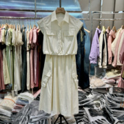 韩版工装风抽绳翻领无袖衬衣，背心+夏季高腰口袋半身裙两件套装女