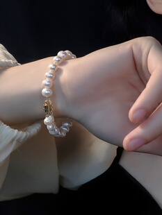 天然淡水珍珠手链锆石天使眼简约时尚手环欧美配饰珍珠复古手饰女
