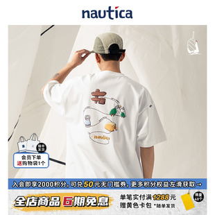 nautica白帆 日系中性潮流趣味印花短袖T恤TW4136