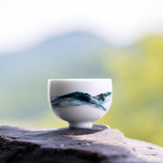 山水间水墨品茗杯主人杯景德镇全手工陶瓷茶杯复古中式国风茶器
