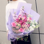 紫玫瑰花束订花福州花，s店鲜花同城，速递厦门生日情人节送花