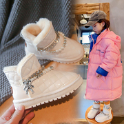 女童雪地靴2023冬季靴子，男童加绒加厚保暖大棉鞋防滑公主棉靴