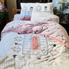 出口日本 品牌订单 AB版法兰绒印花床上用品 枕套被套床单四件套