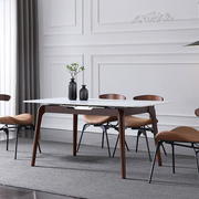 定制意式轻奢岩板伸缩餐桌小户型设计师创意餐桌椅组合极简长方形
