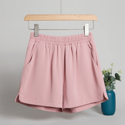 西装短裤a字版女小众设计感雪纺夏季外穿粉色薄款休闲阔腿热裤潮