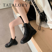tatalory女靴复古英伦，风系带粗跟厚底，马丁靴子时尚气质百搭法式