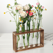 水培绿植试管花瓶水养插花植物容器简约木架摆件装饰创意玻璃桌面