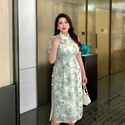 GLEC大码女装夏装2023高端气质复古中国风旗袍连衣裙遮肚显瘦