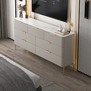 轻奢岩板卧室电视柜现代简约实木客厅抽屉柜，家用电视机柜储物柜子