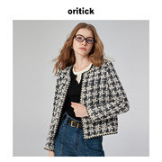 oritick奥伦提气质名媛小香风短外套秋冬时髦小个子夹克上衣