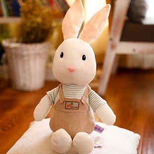 背带裤兔子毛绒玩具布娃娃抱枕可爱小白兔公仔玩偶儿童女生日礼物