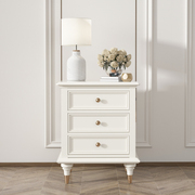 美式实木床头柜轻奢白色现代简约卧室床边柜收纳柜，客厅窄边几欧式